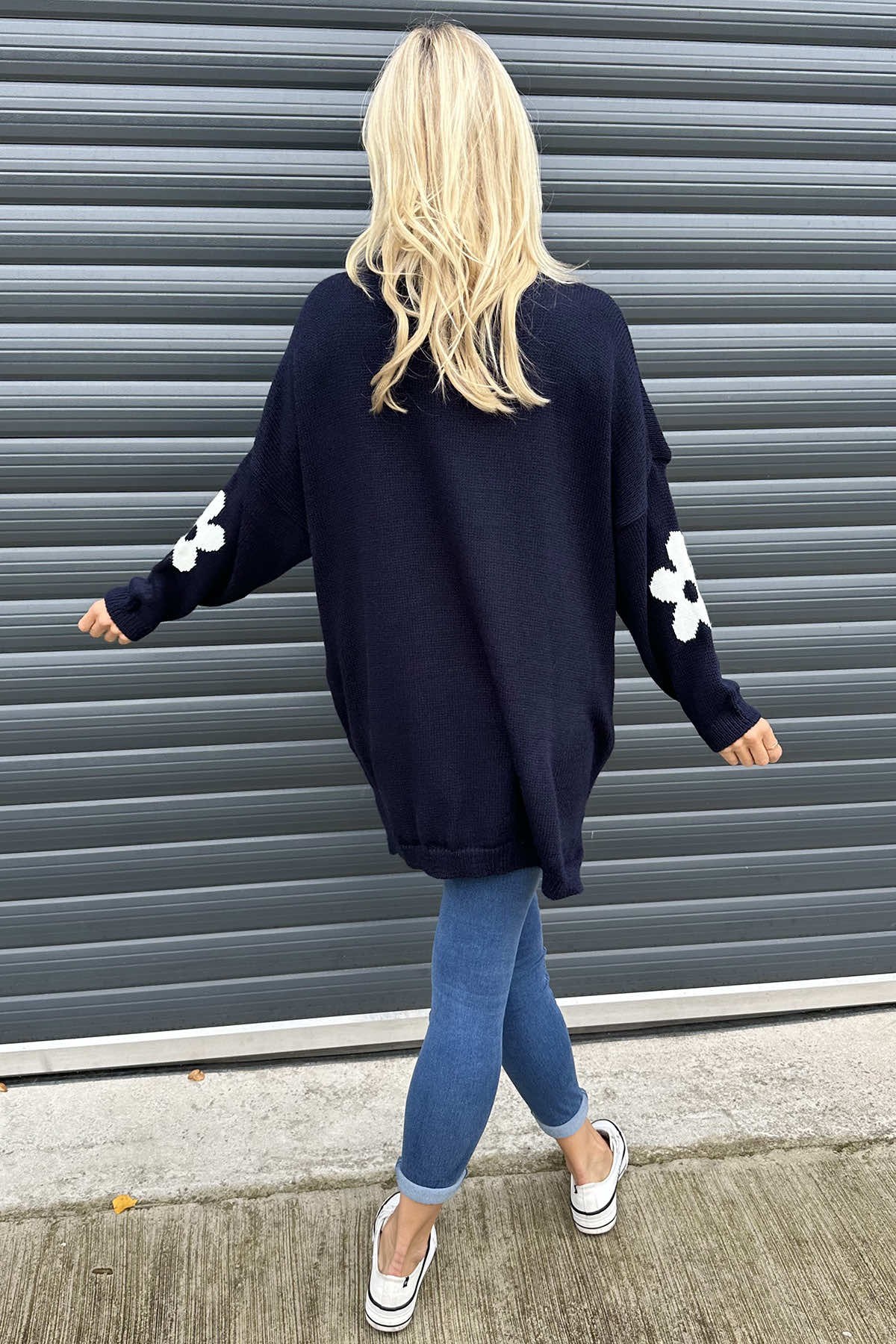 Valerie Flower Knitted Jumper Navy