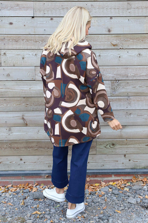 Cynthia Print Zip Hooded Jacket Teal - Image 4