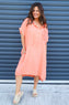 Carlina Hooded Flower Detail Linen Dress Orange