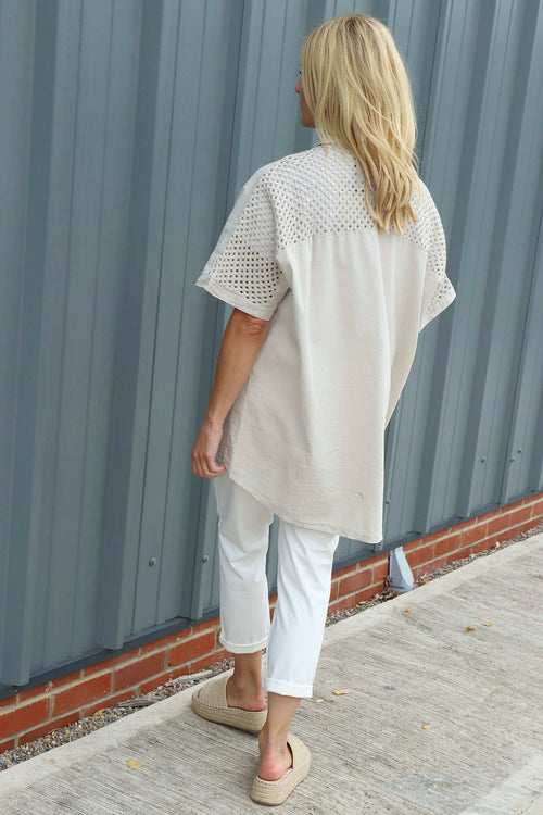 Theodora Crochet Detail Shirt Stone - Image 4