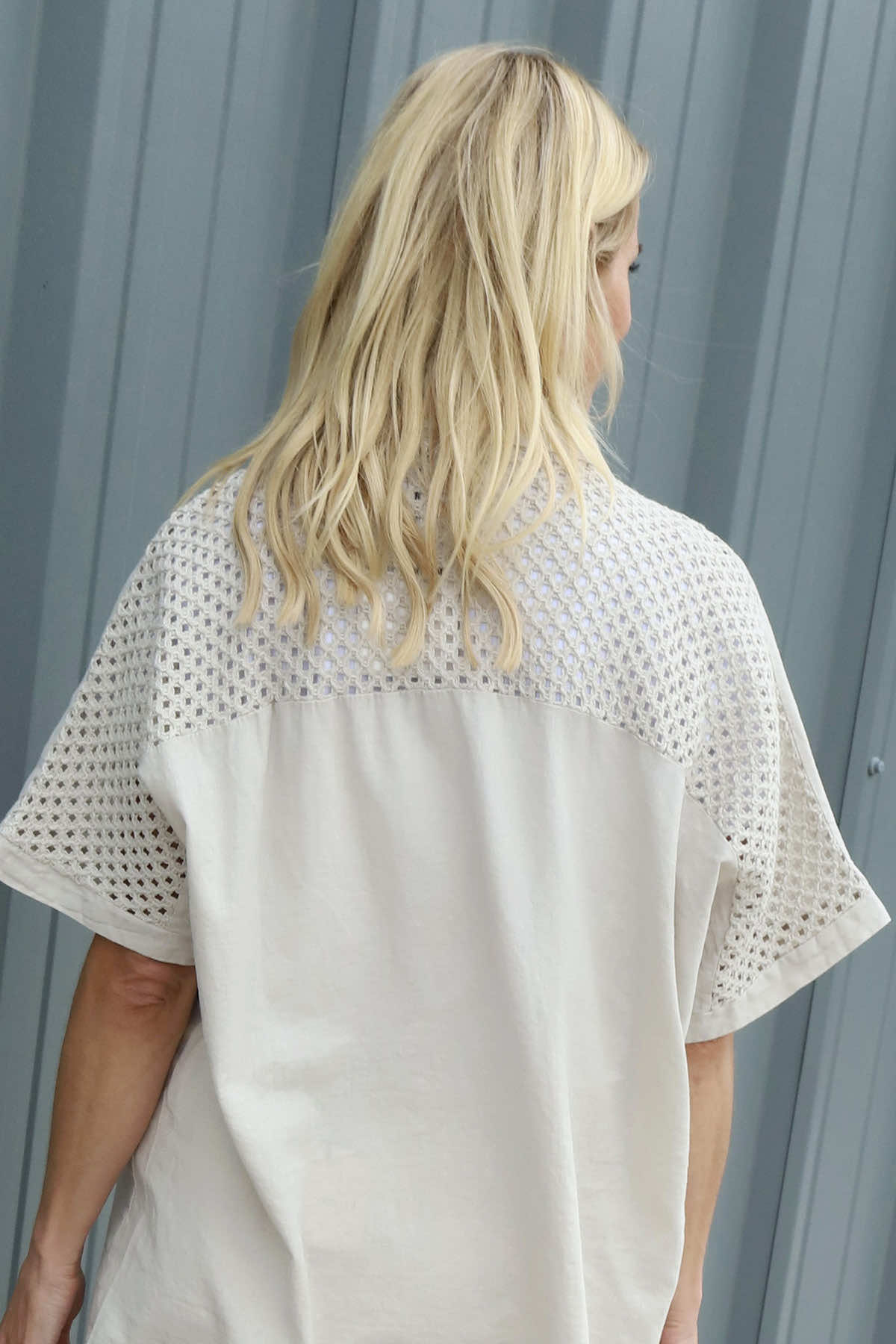 Theodora Crochet Detail Shirt Stone
