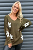 Valerie Flower Knitted Jumper Khaki