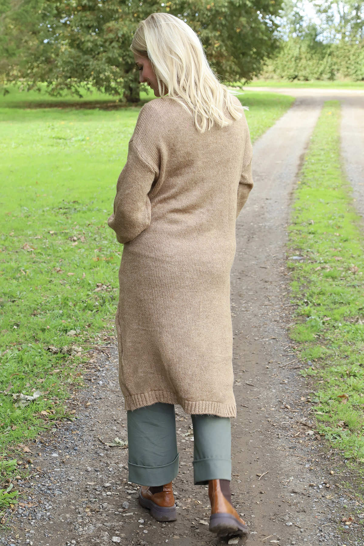 Chelsea Long Knitted Cardigan Camel