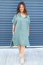 Carlina Hooded Flower Detail Linen Dress Khaki