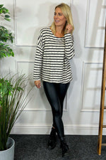 Sian Stripe Top Black Black - Sian Stripe Top Black