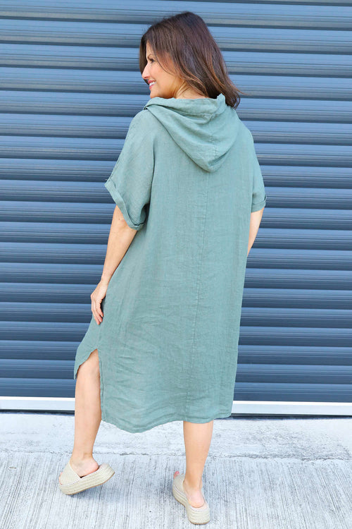 Made In Italy Carlina Hooded Flower Detail Linen Dress | Kit and Kaboodal Made In Italy Carlina Hooded Flower Detail Linen Dress | Kit and Kaboodal