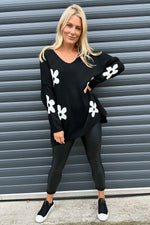 Valerie Flower Knitted Jumper Black Black - Valerie Flower Knitted Jumper Black