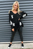 Valerie Flower Knitted Jumper Black