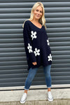 Valerie Flower Knitted Jumper Navy