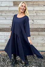 Jane Cotton Dress Navy Navy - Jane Cotton Dress Navy