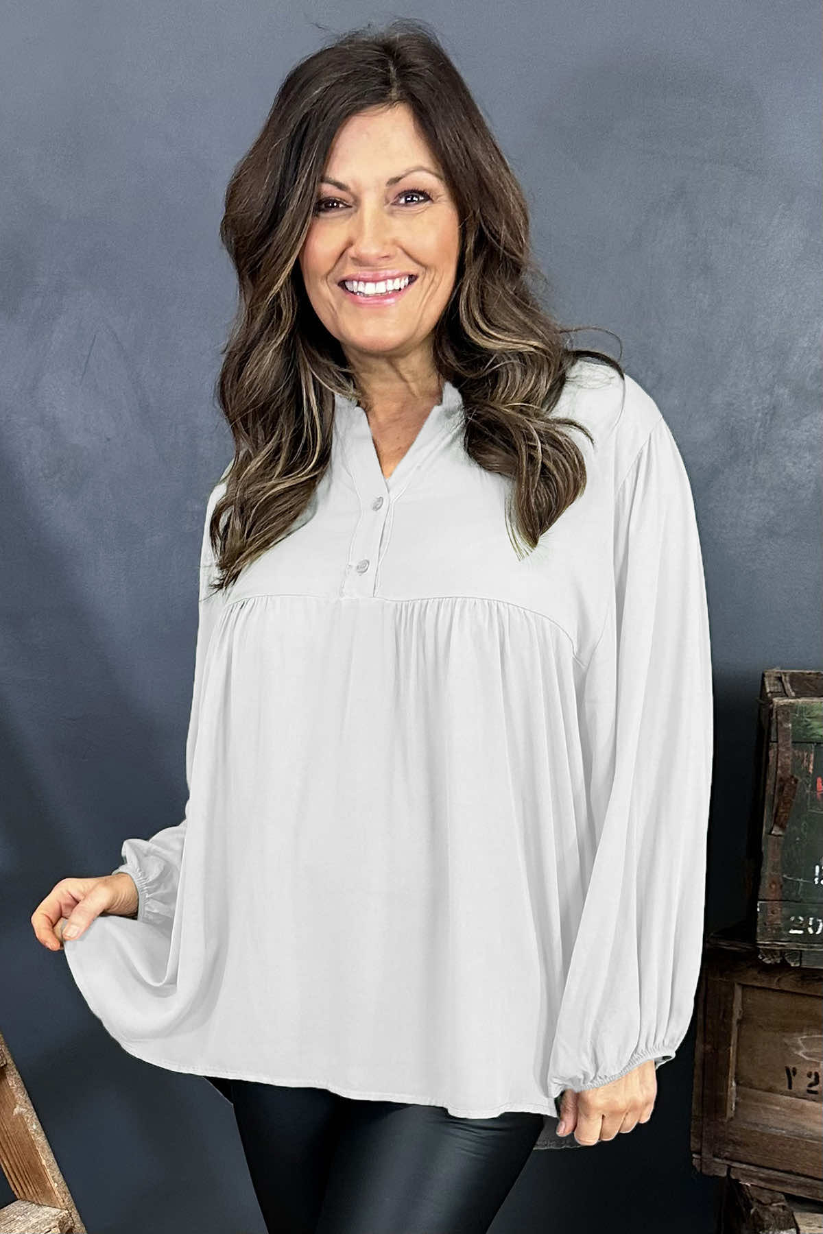 Aubrielle Smock Top White