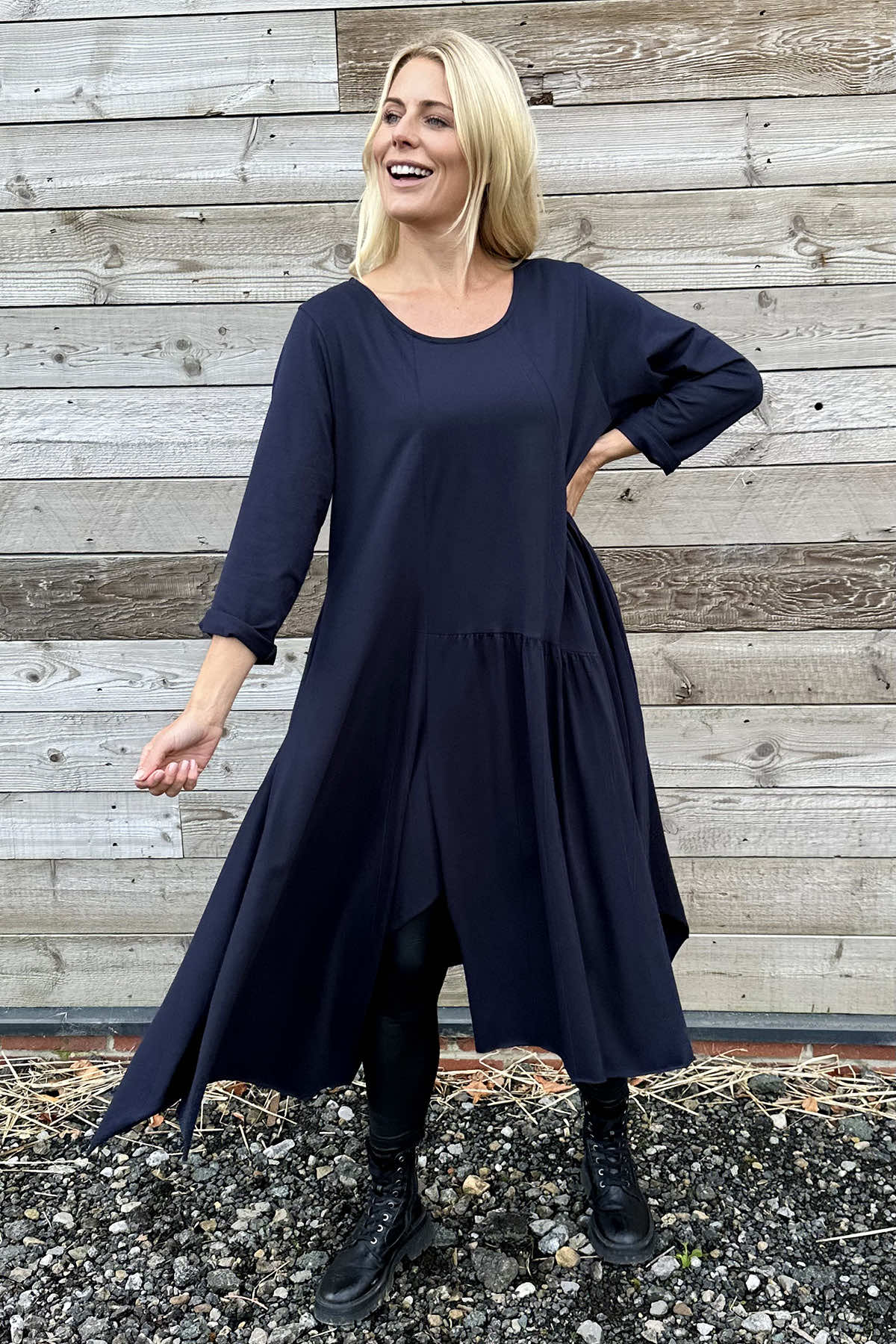 Jane Cotton Dress Navy