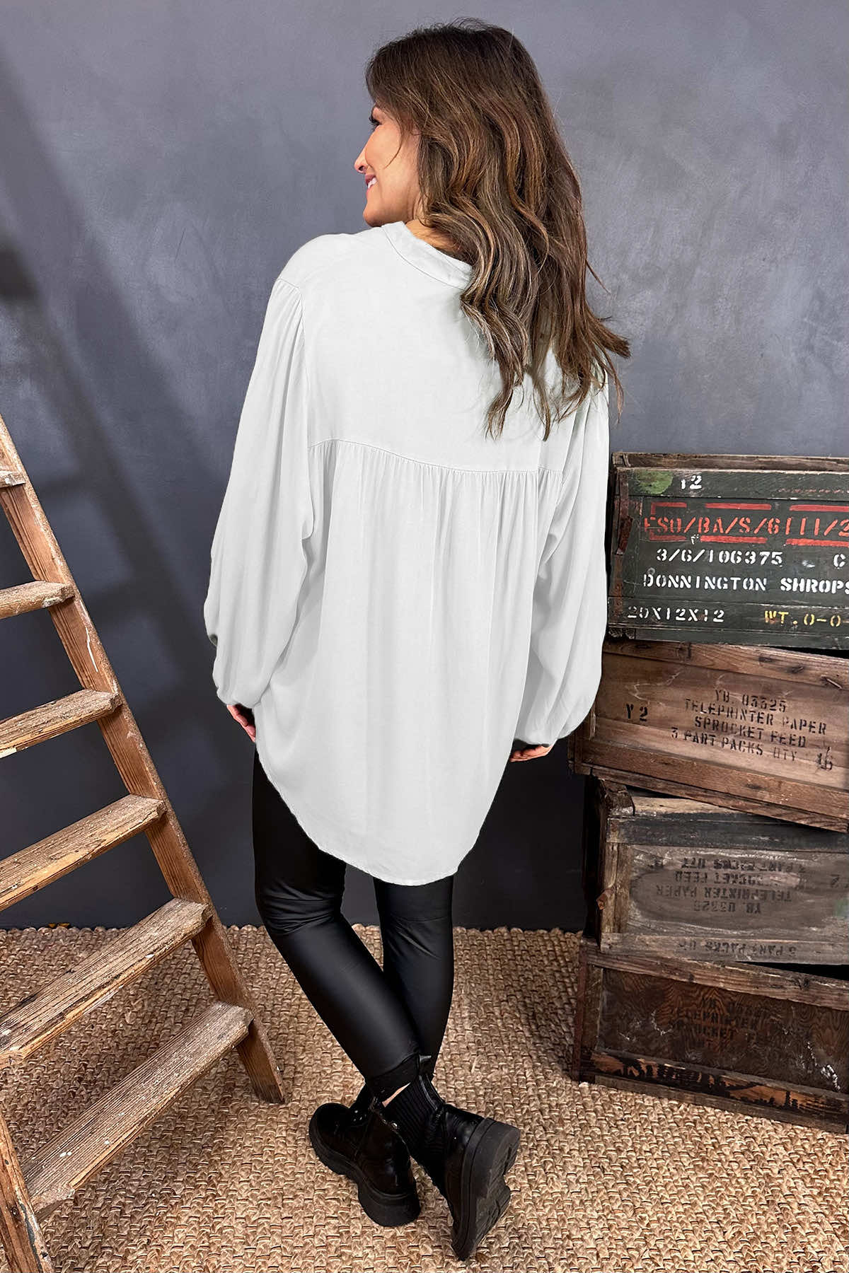 Aubrielle Smock Top White