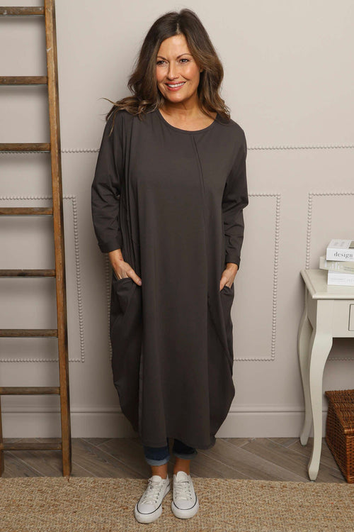 Alina Cotton Dress Charcoal - Image 1