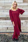 Jane Cotton Dress Wine