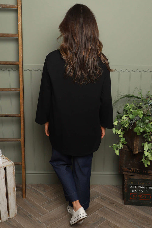 Gemma Knot Detail Cotton Top Black - Image 4