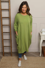 Alina Cotton Dress Olive Olive - Alina Cotton Dress Olive