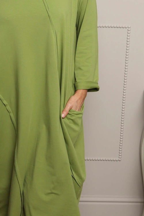 Alina Cotton Dress Olive - Image 3