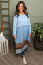 Janette Pattern Cotton Dress Light Blue