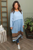 Janette Pattern Cotton Dress Light Blue