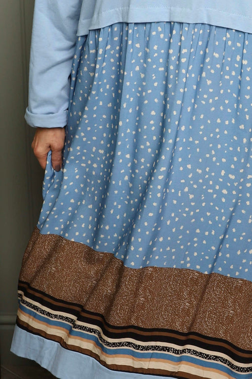 Janette Pattern Cotton Dress Light Blue - Image 3