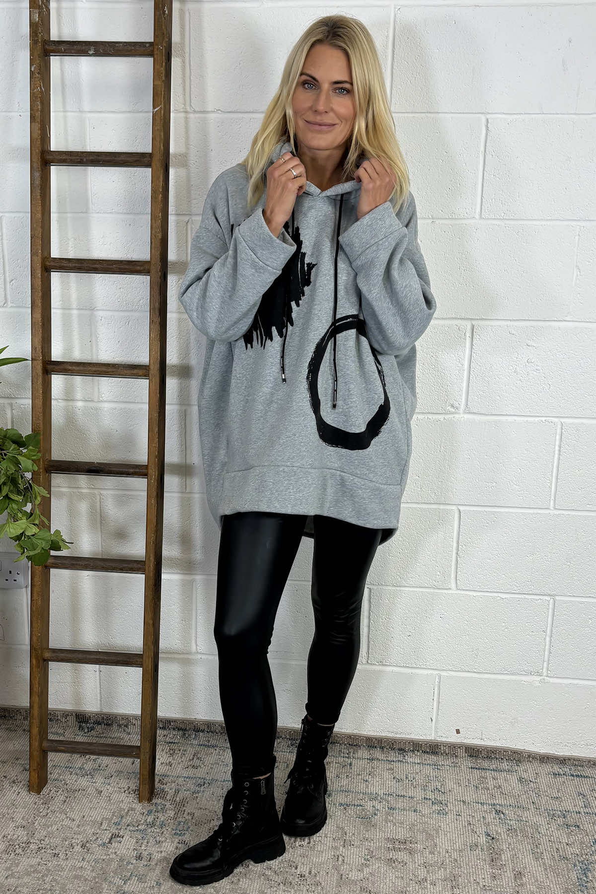 Nicola Hooded Cotton Top Grey