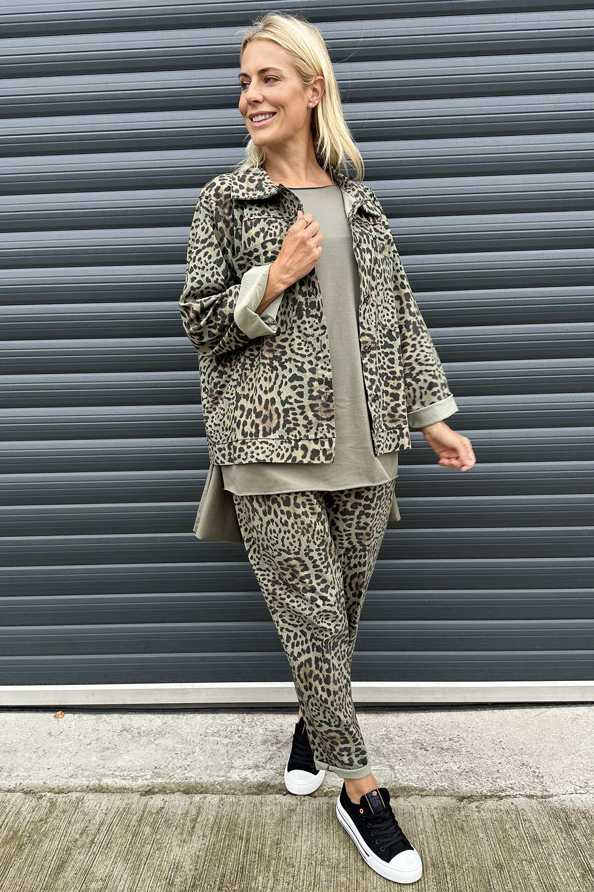 Jasmina Leopard Print Jacket Khaki