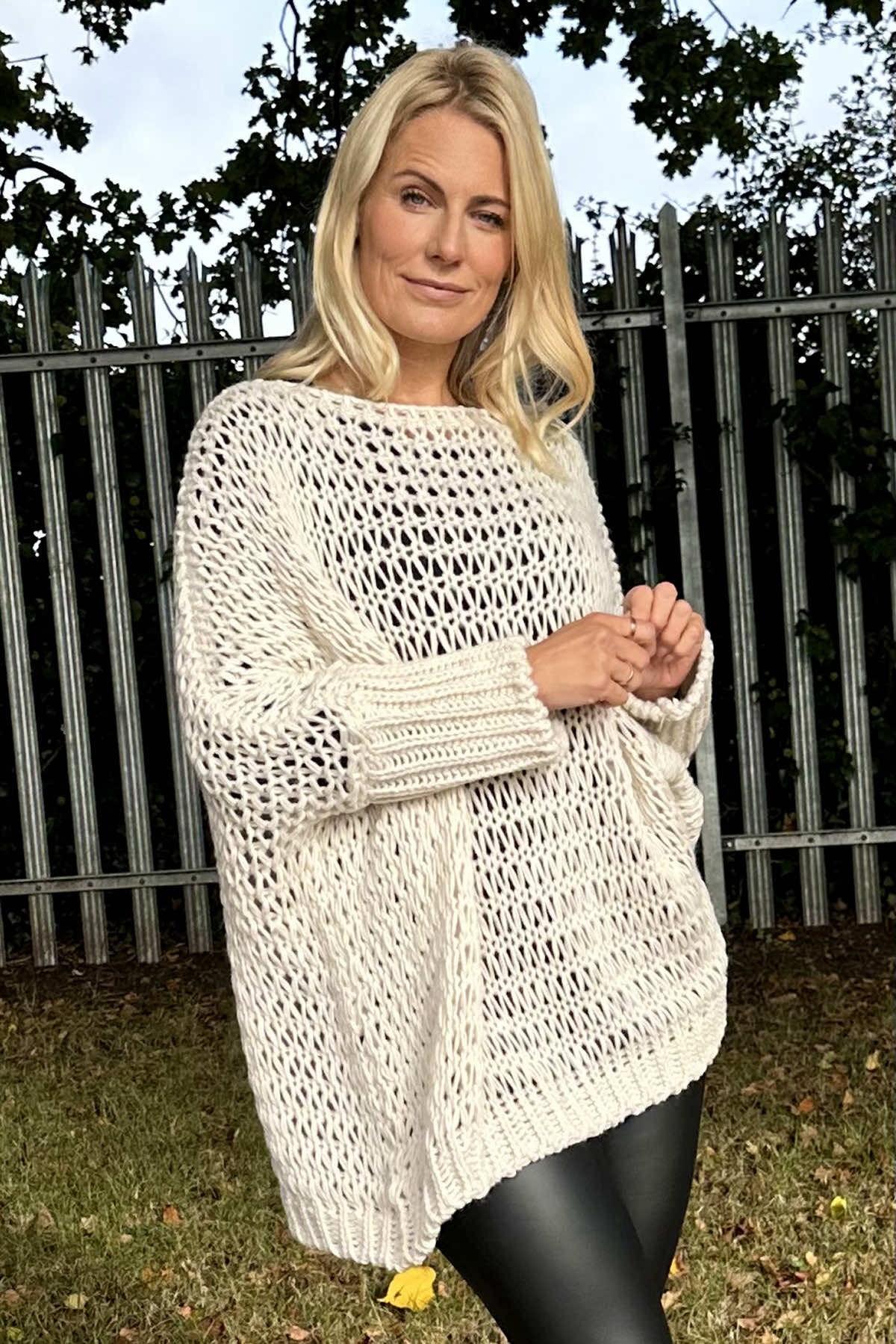 Freyja Slouch Crochet Jumper Stone