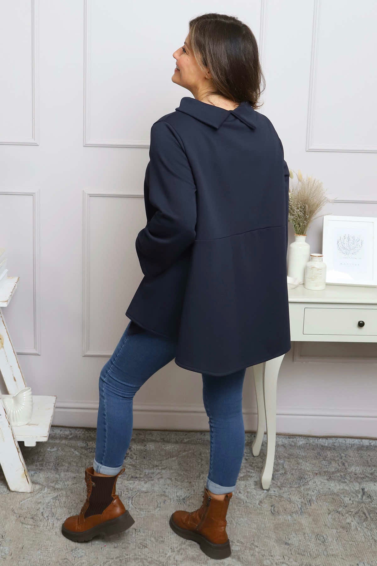 Courtney Cotton Top Navy