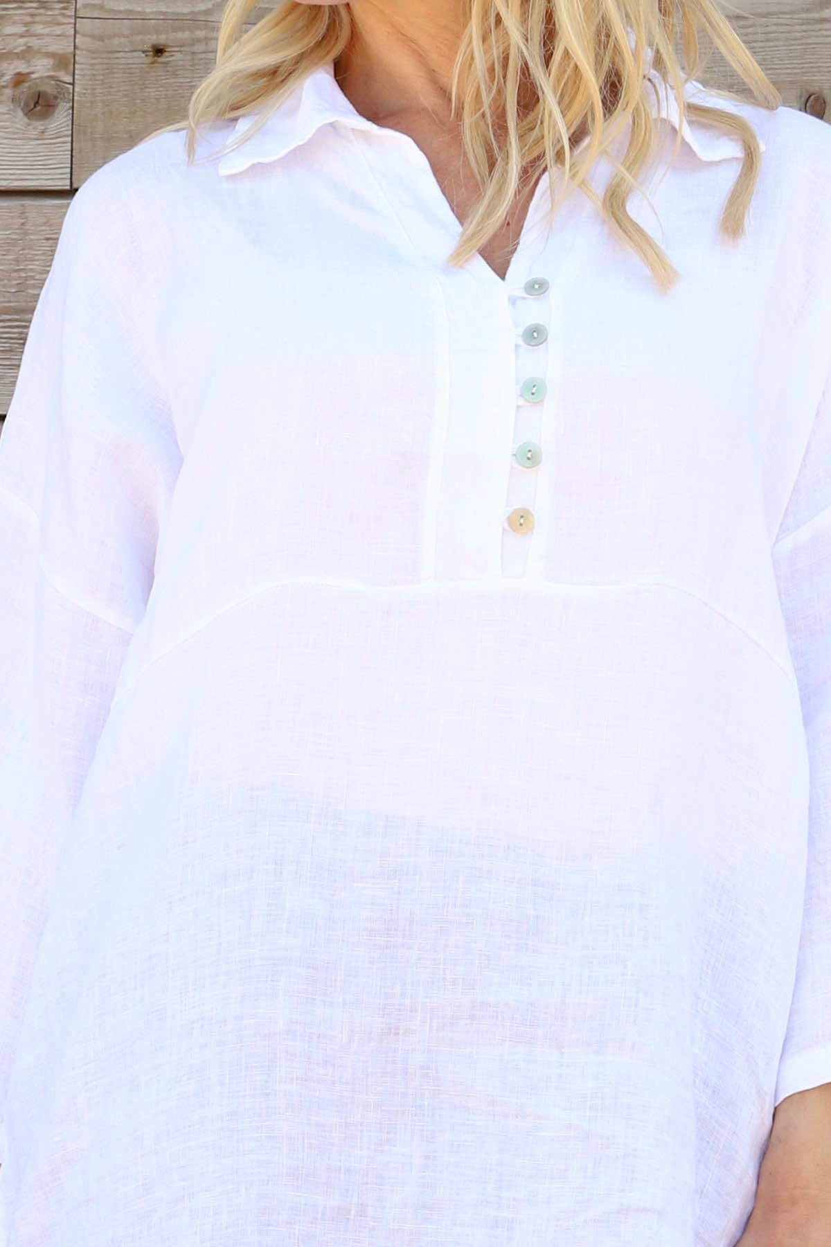 Tarna Button Linen Tunic White