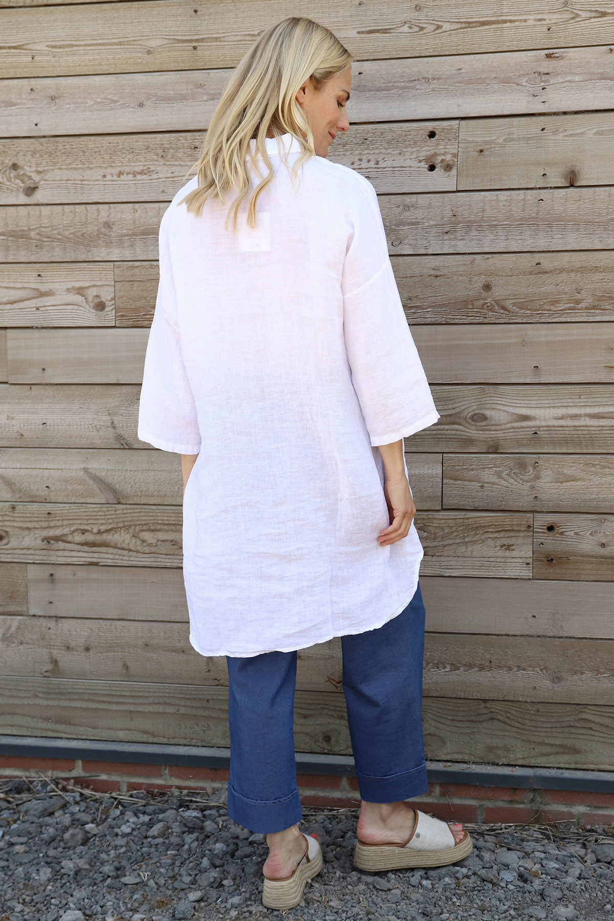 Tarna Button Linen Tunic White