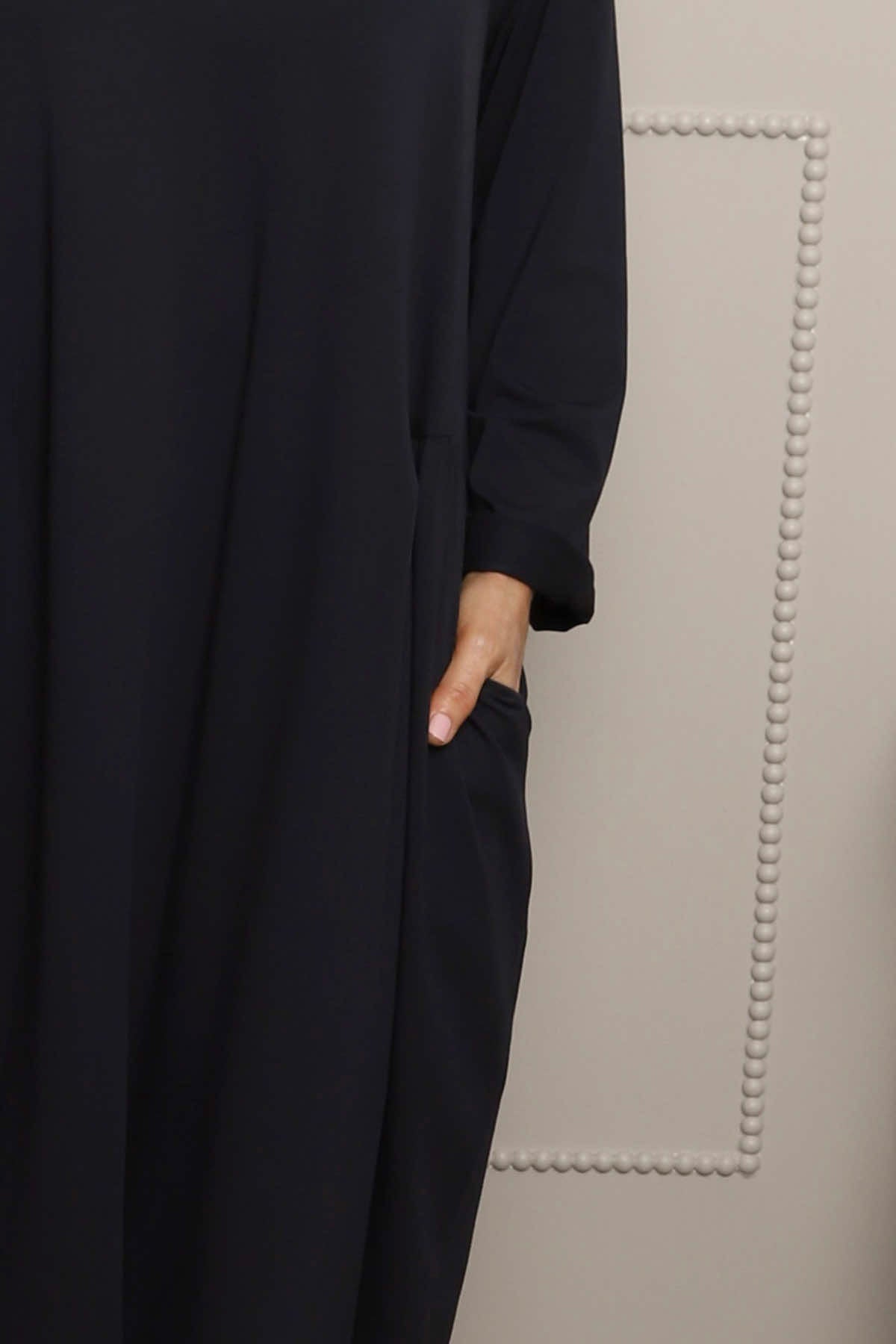 Kayleigh Long Sleeve Cotton Dress Navy