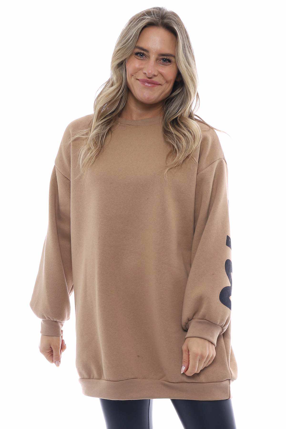 Miss Queen Cotton Sweatshirt Camel