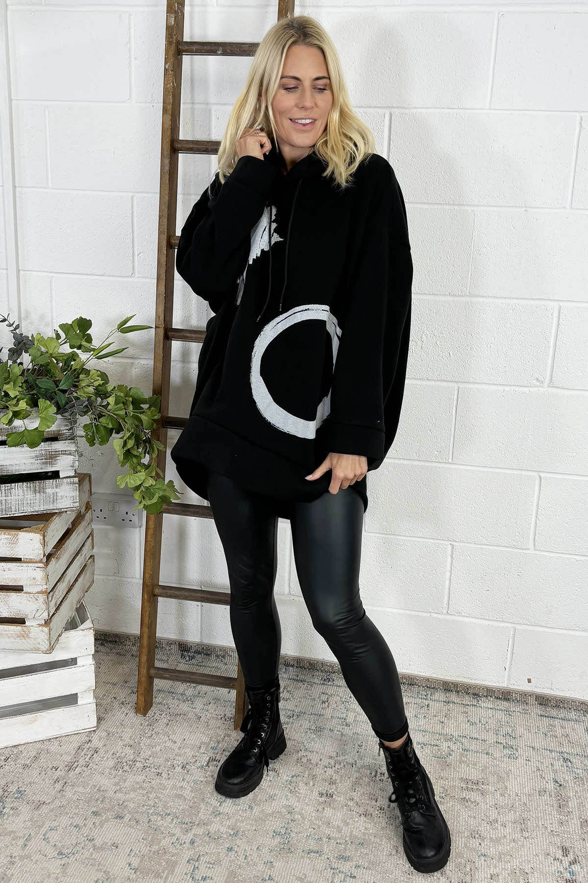 Nicola Hooded Cotton Top Black