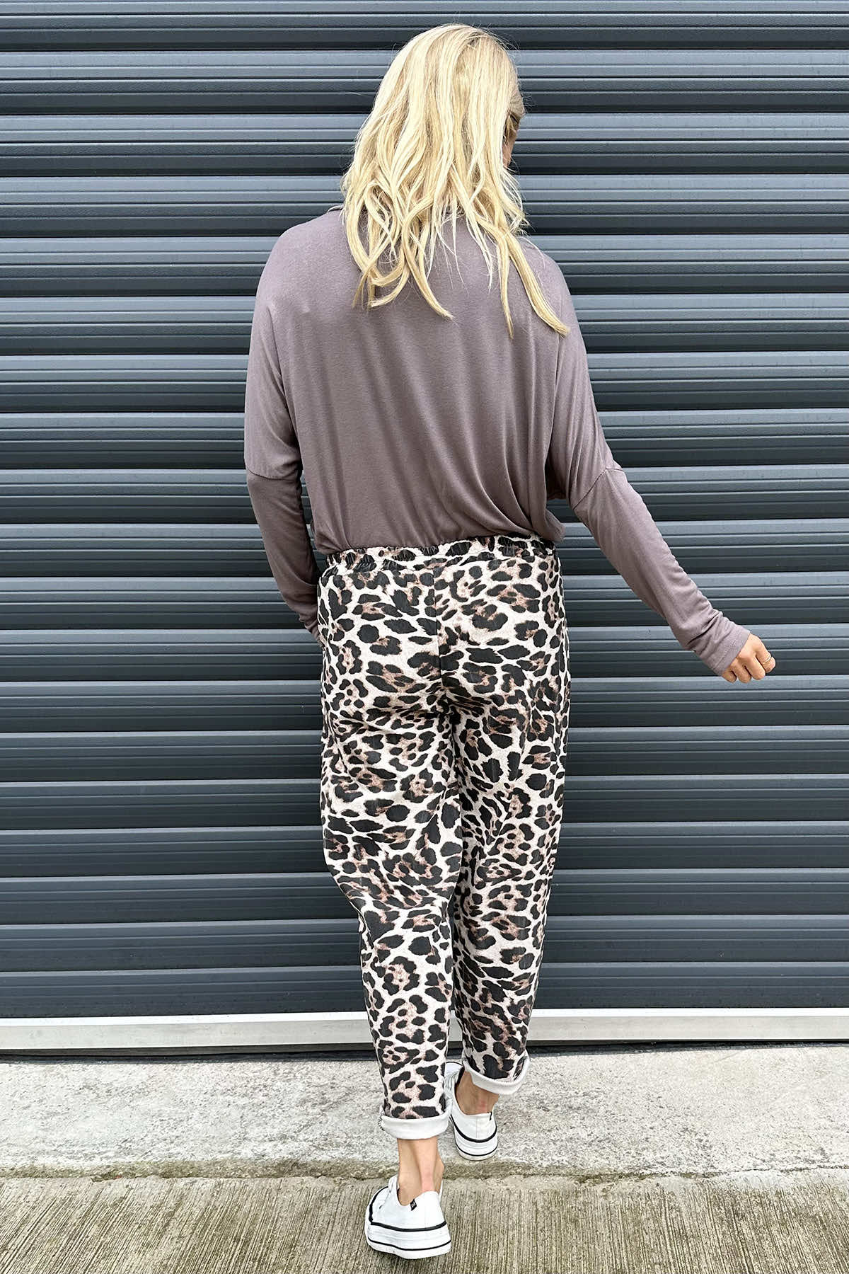 Mindy Leopard Print Trousers Stone