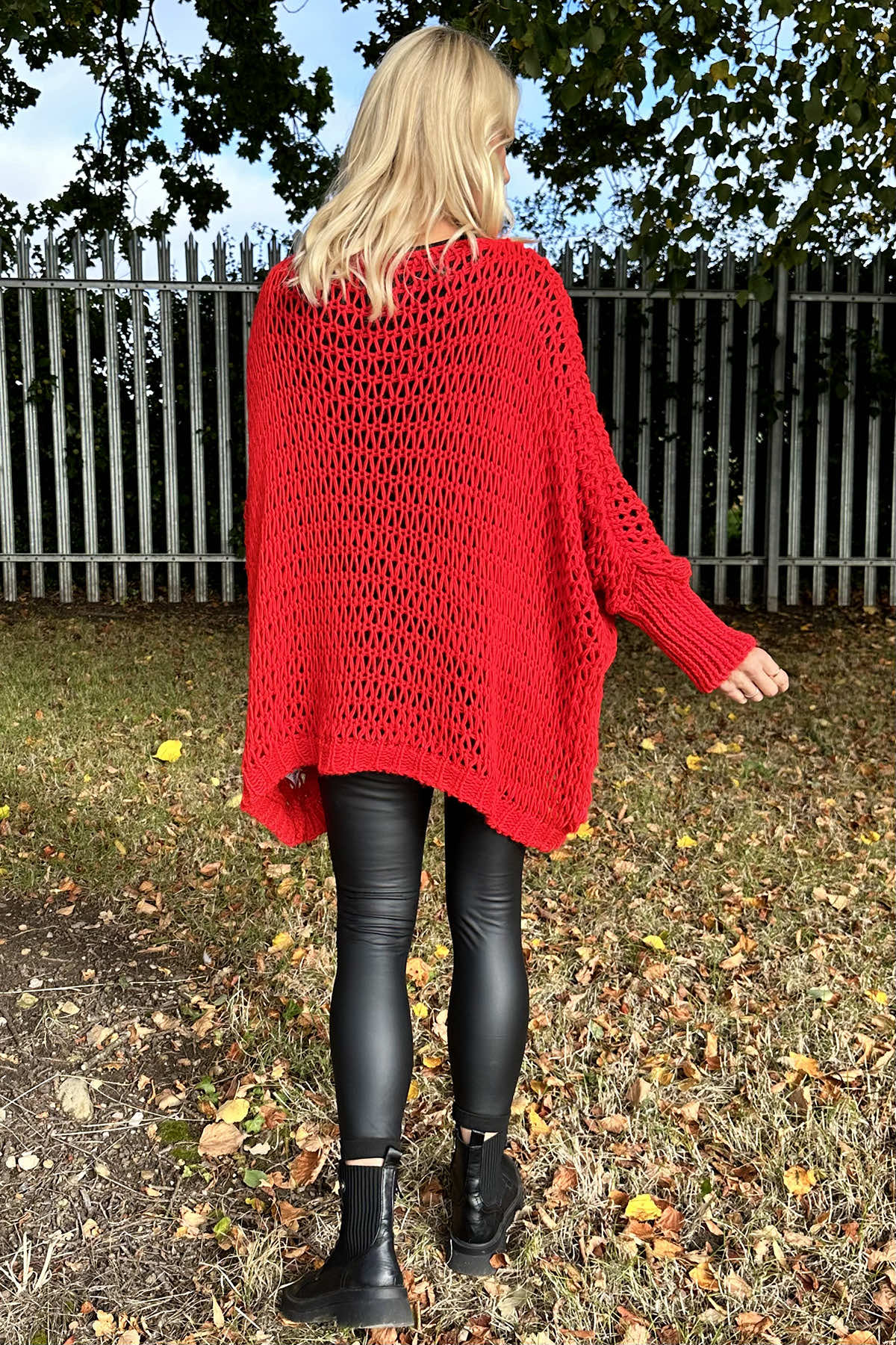 Freyja Slouch Crochet Jumper Red