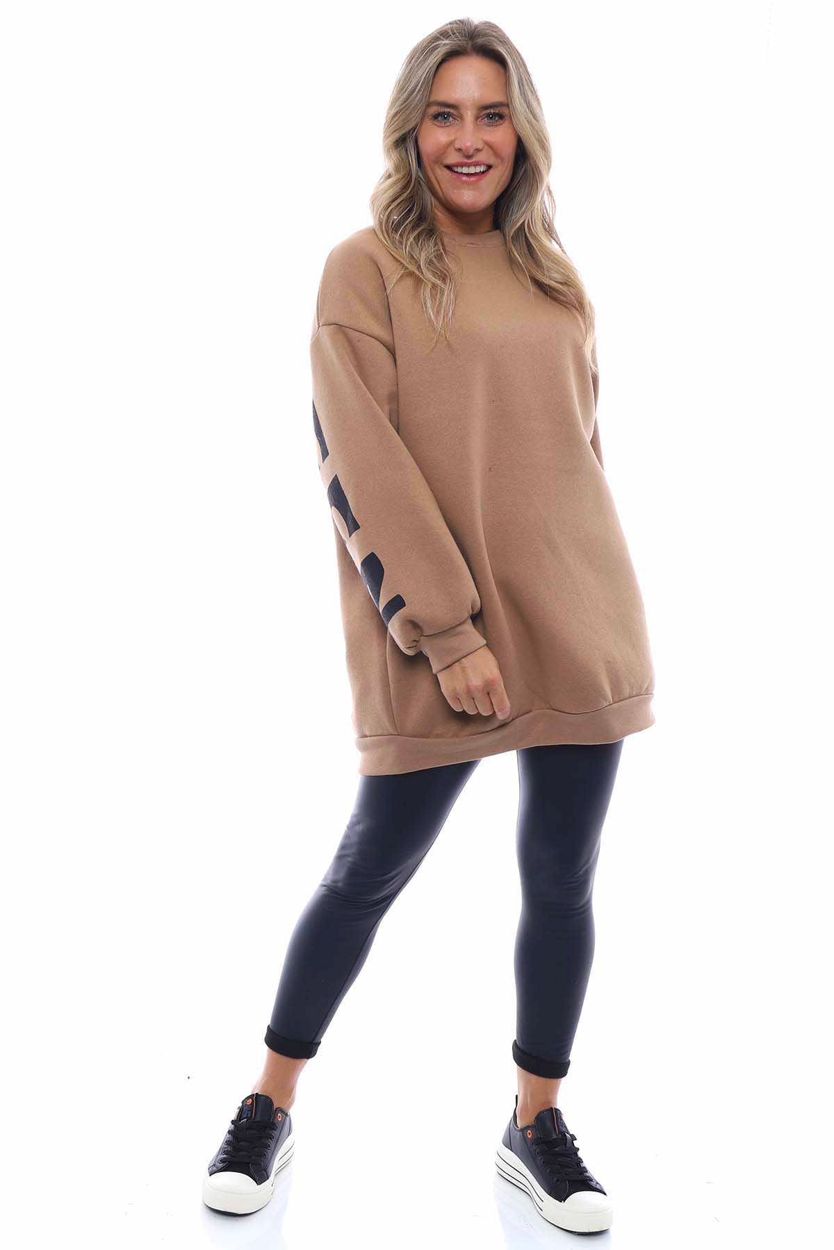 Miss Queen Cotton Sweatshirt Camel