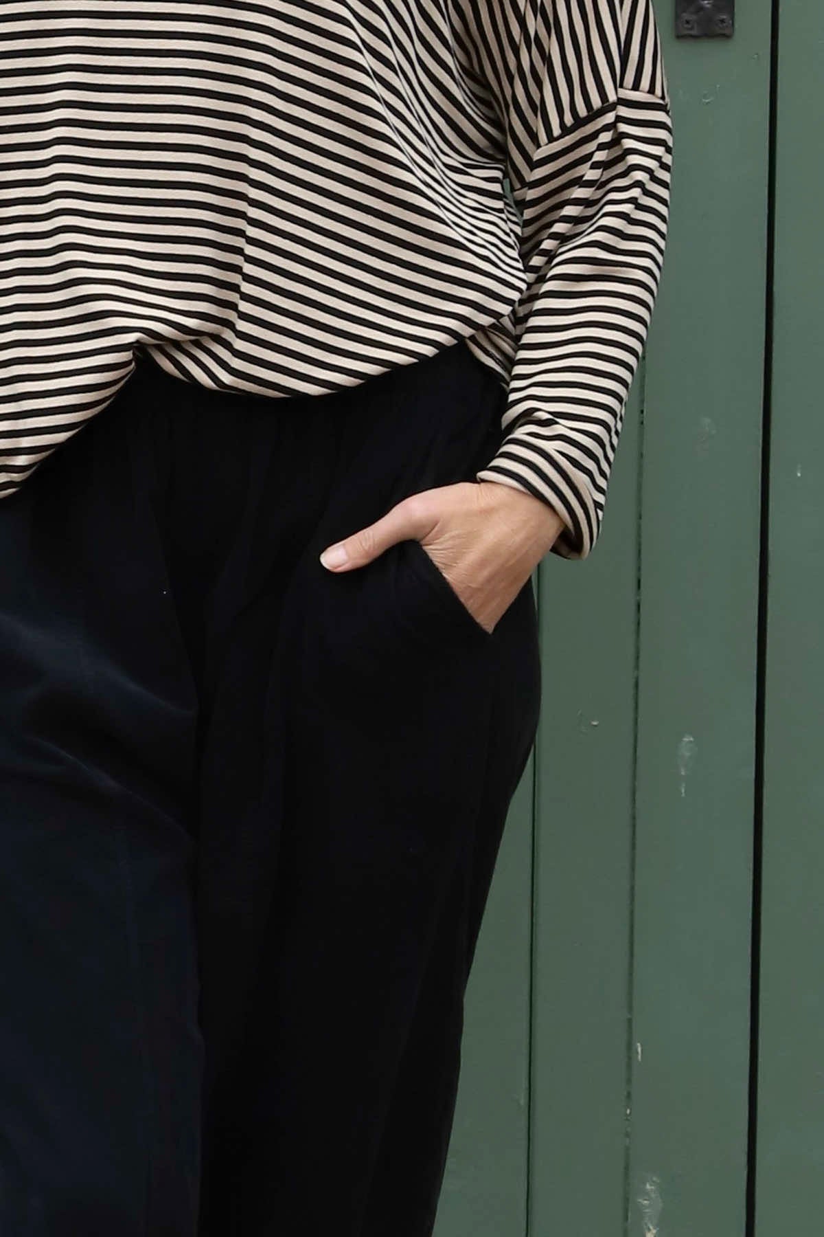 Poppy Needlecord Trousers Black