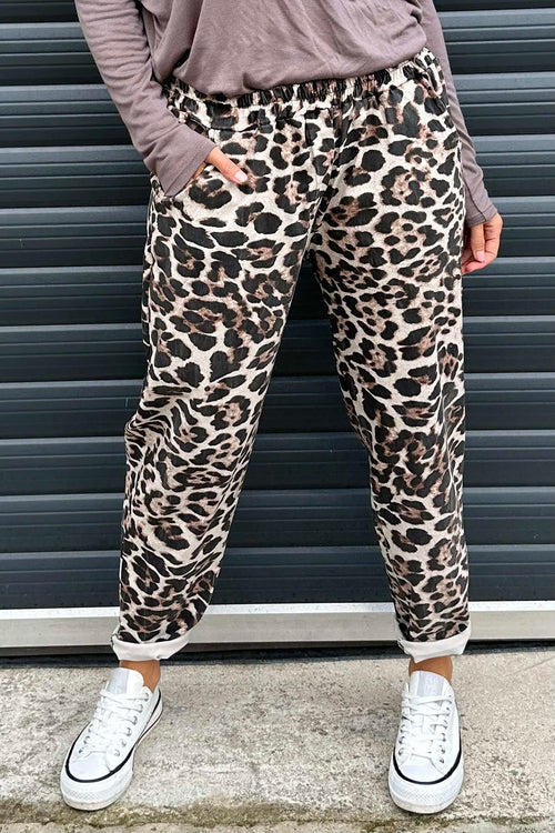 Mindy Leopard Print Trousers Stone - Image 2