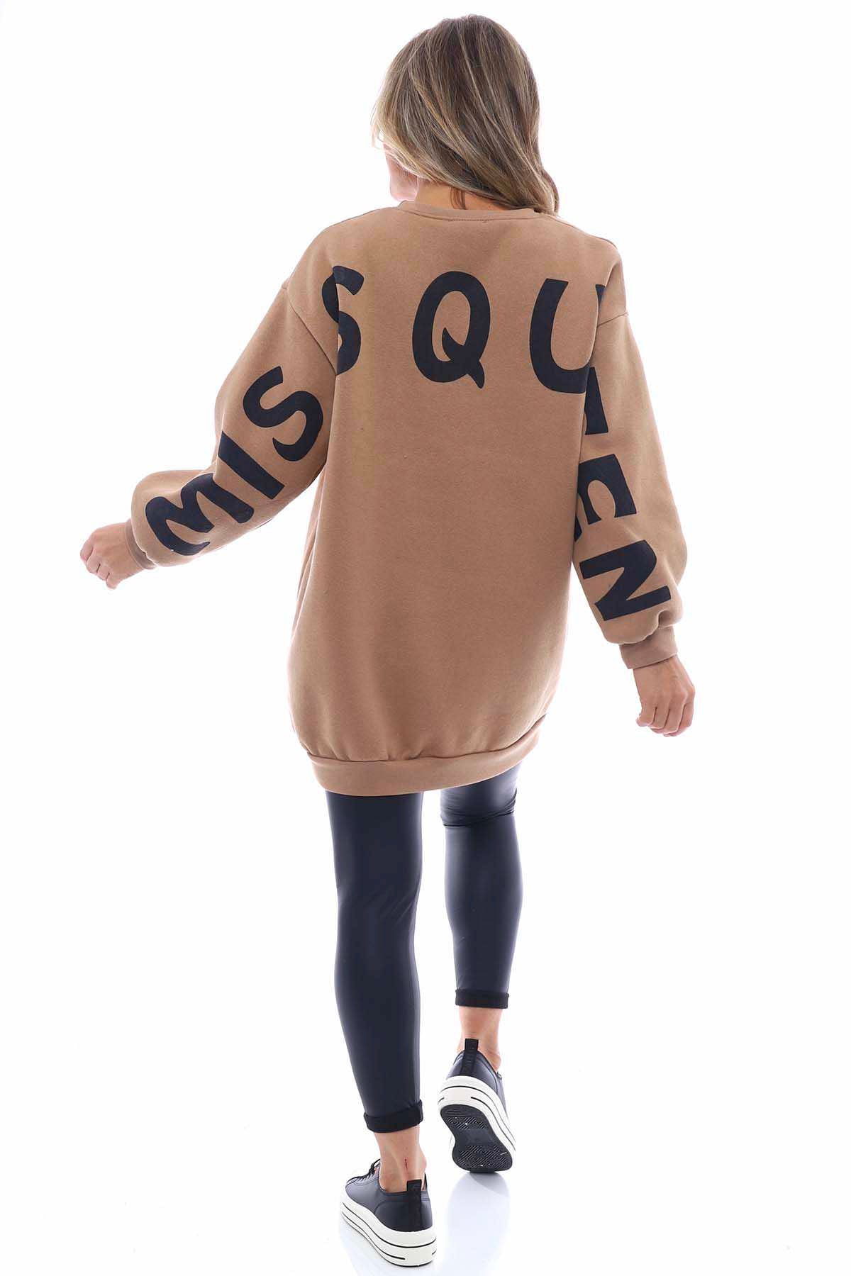 Miss Queen Cotton Sweatshirt Camel