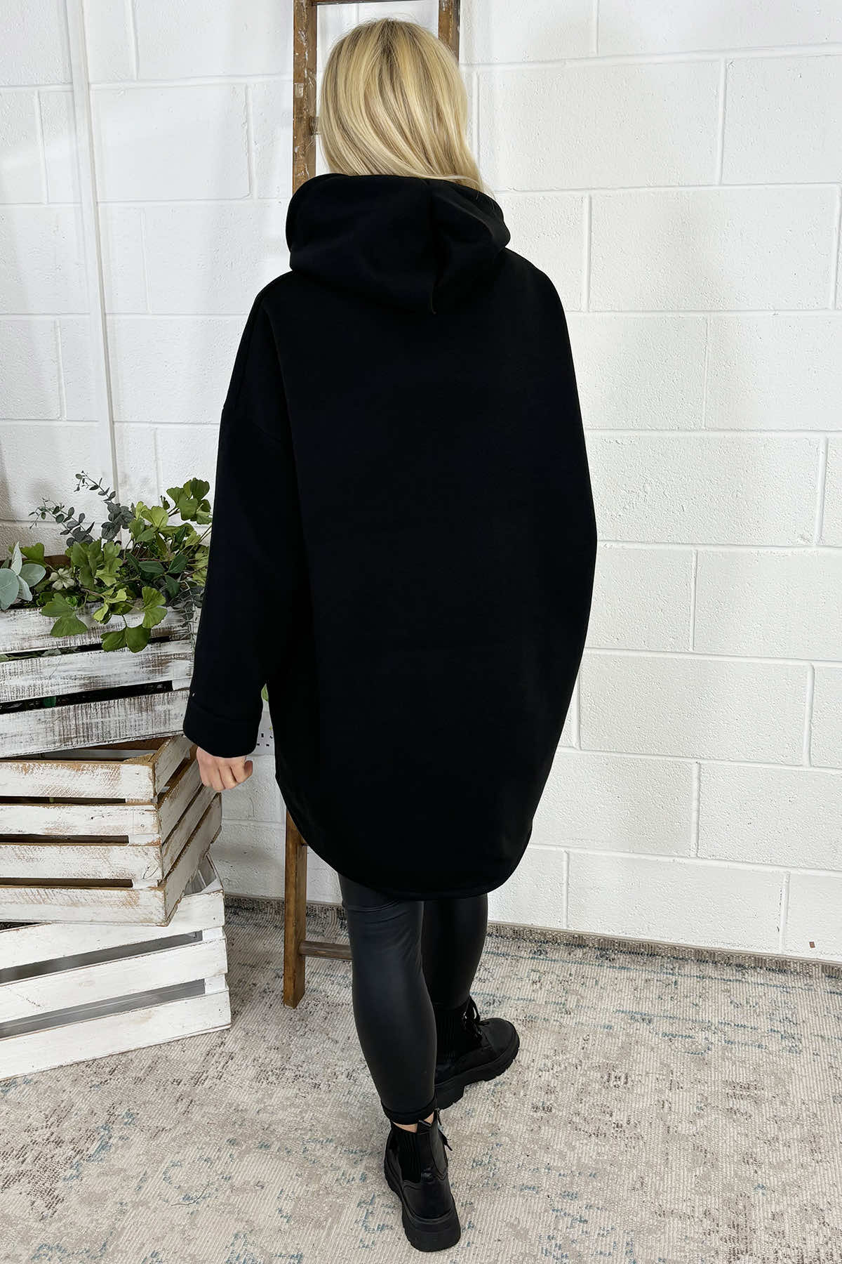 Nicola Hooded Cotton Top Black