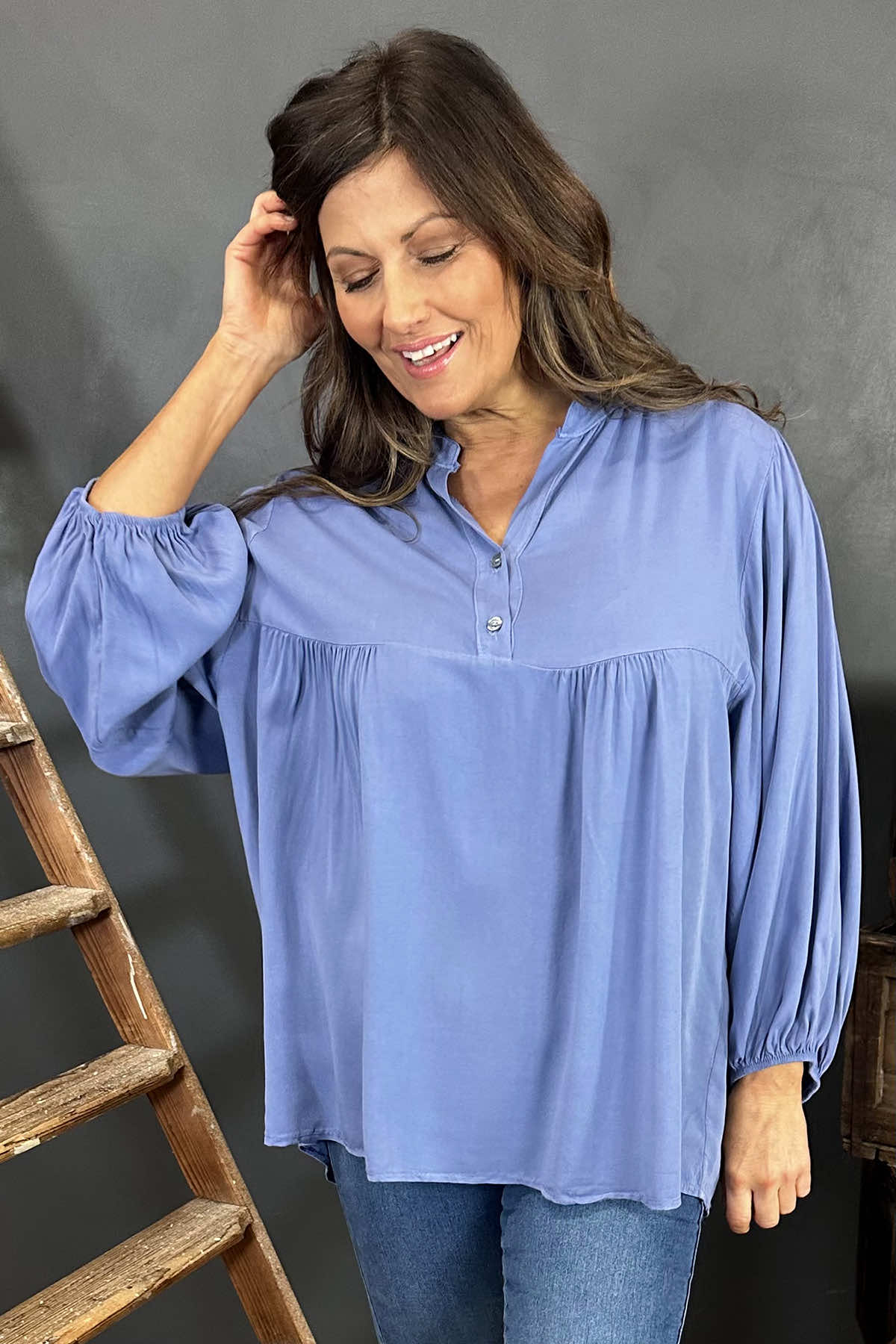 Aubrielle Smock Top Blue