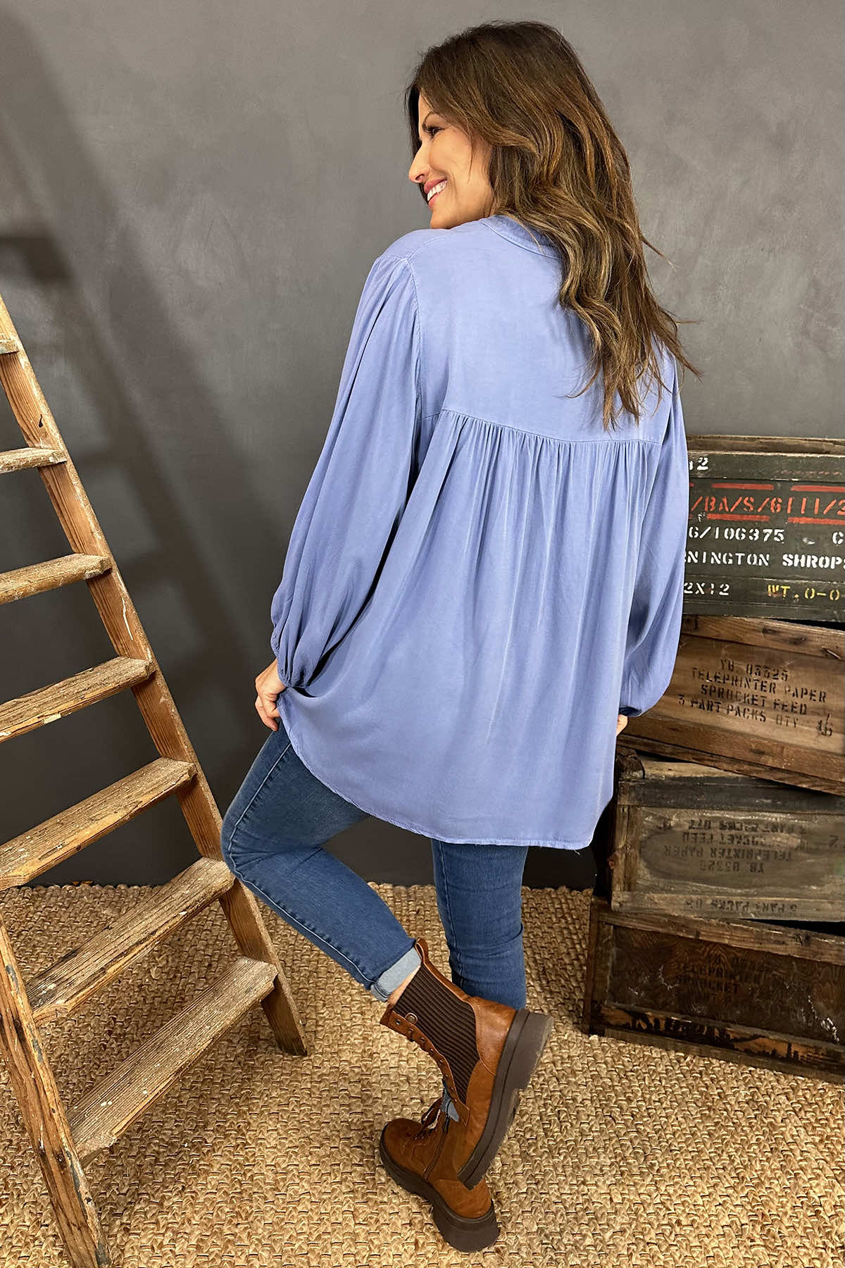 Aubrielle Smock Top Blue