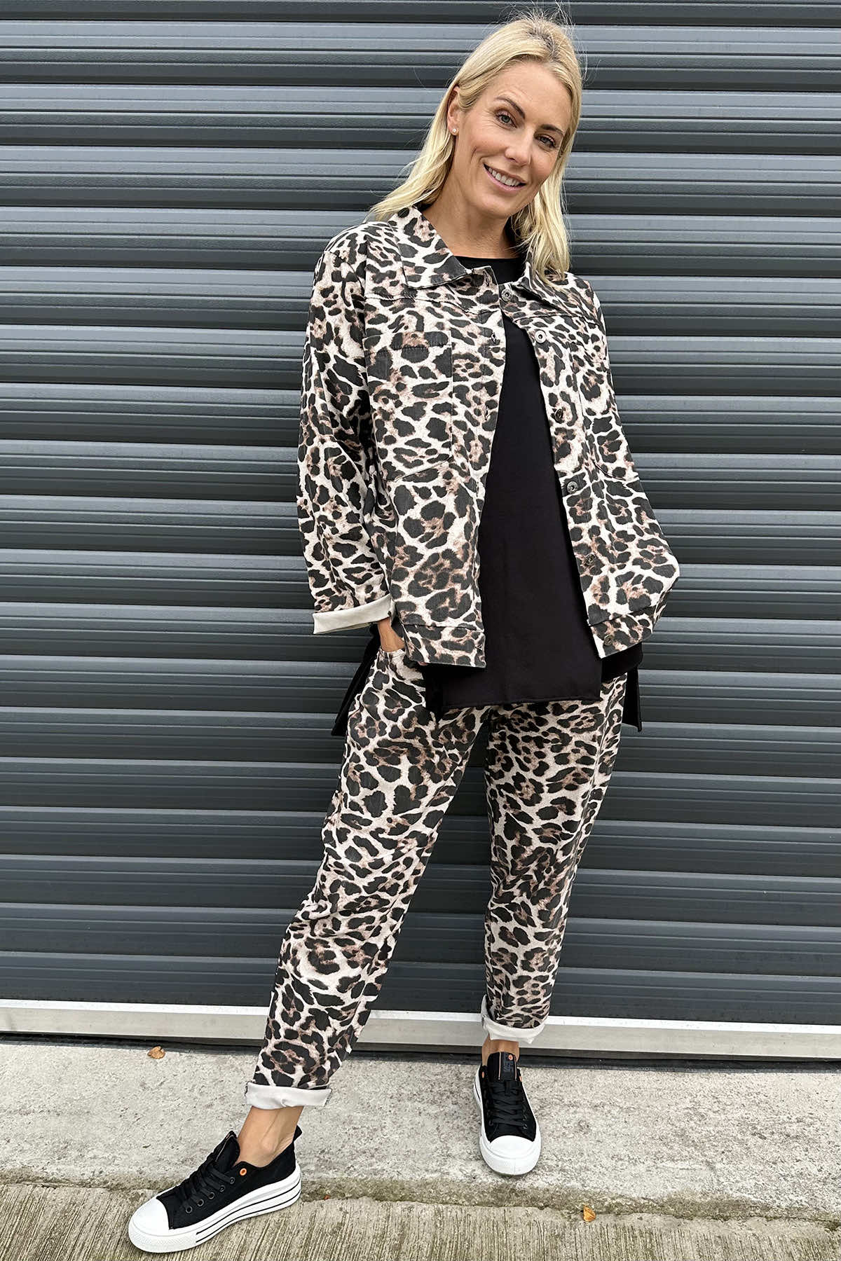 Mindy Leopard Print Trousers Stone