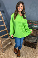 Aubrielle Smock Top Green Green - Aubrielle Smock Top Green