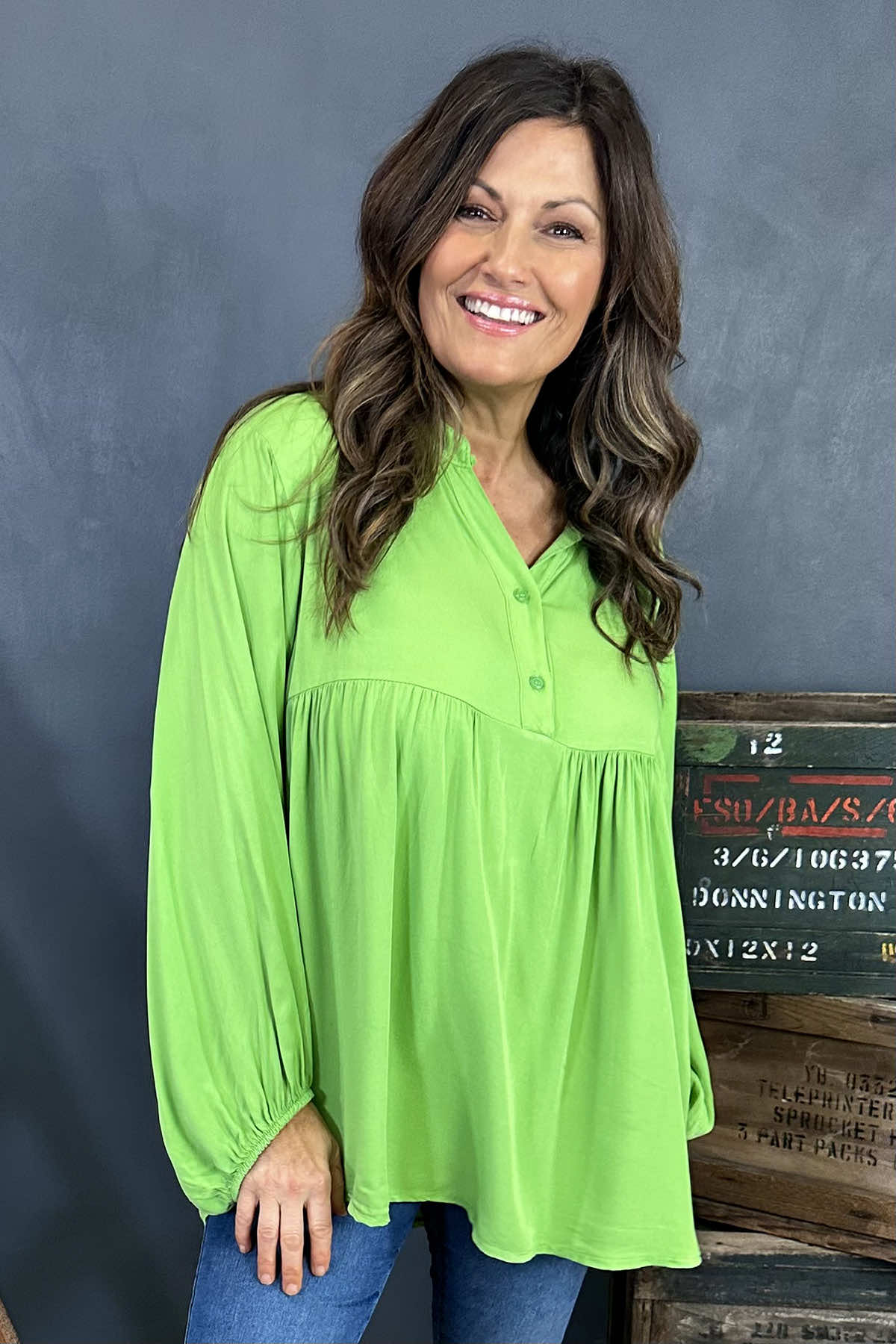 Aubrielle Smock Top Green