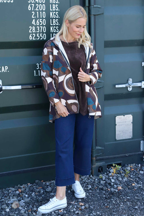 Cynthia Print Zip Hooded Jacket Teal - Image 2