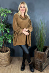 Katia Cowl Neck Cord Top Camel