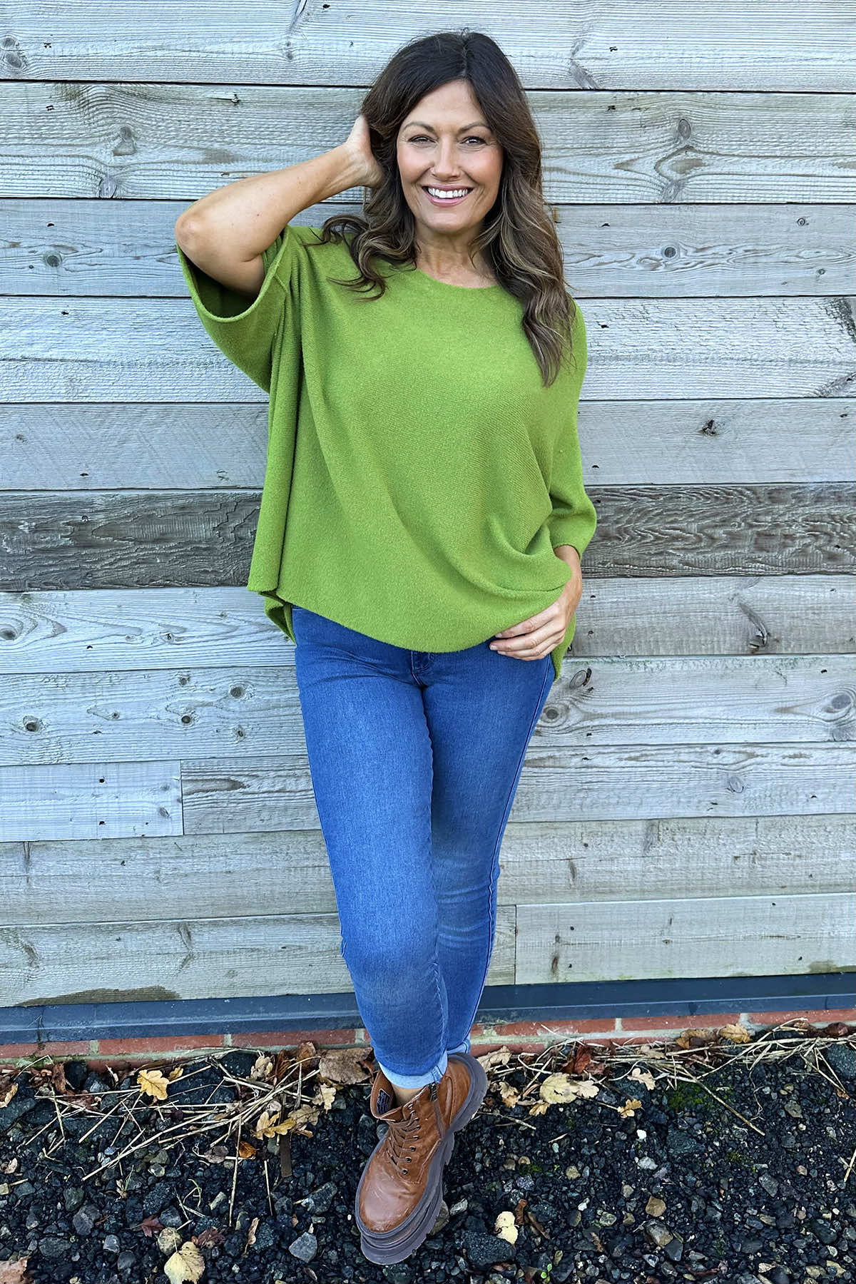 Stella Star Sleeve Knitted Jumper Olive