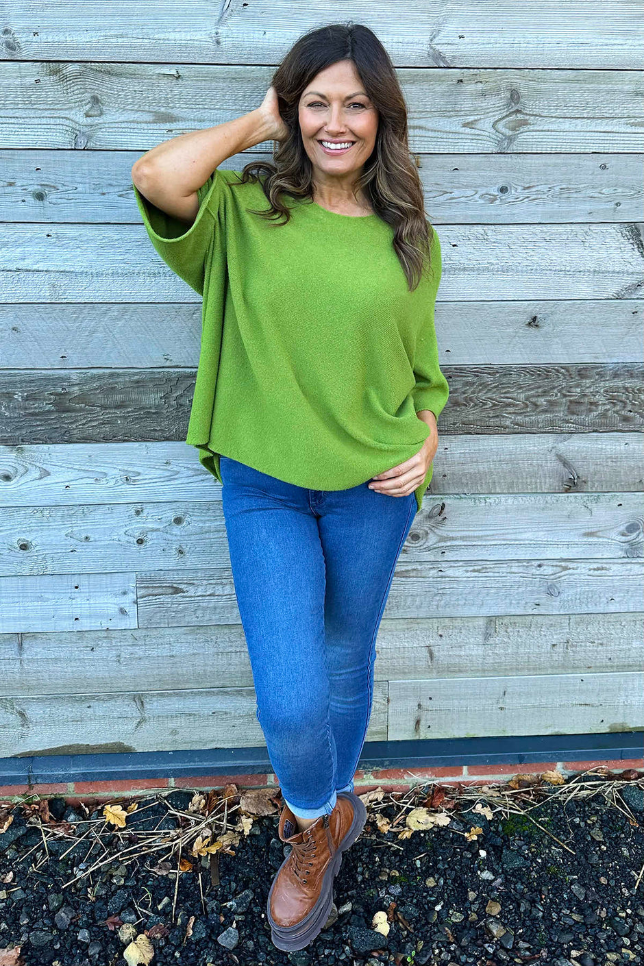 Stella Star Sleeve Knitted Jumper Olive